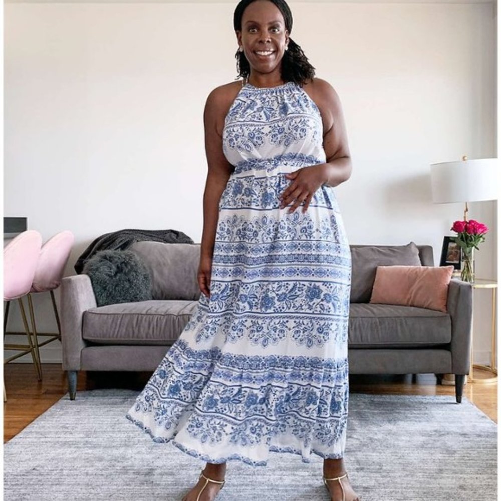 LOFT Garden Halter Maxi Dress